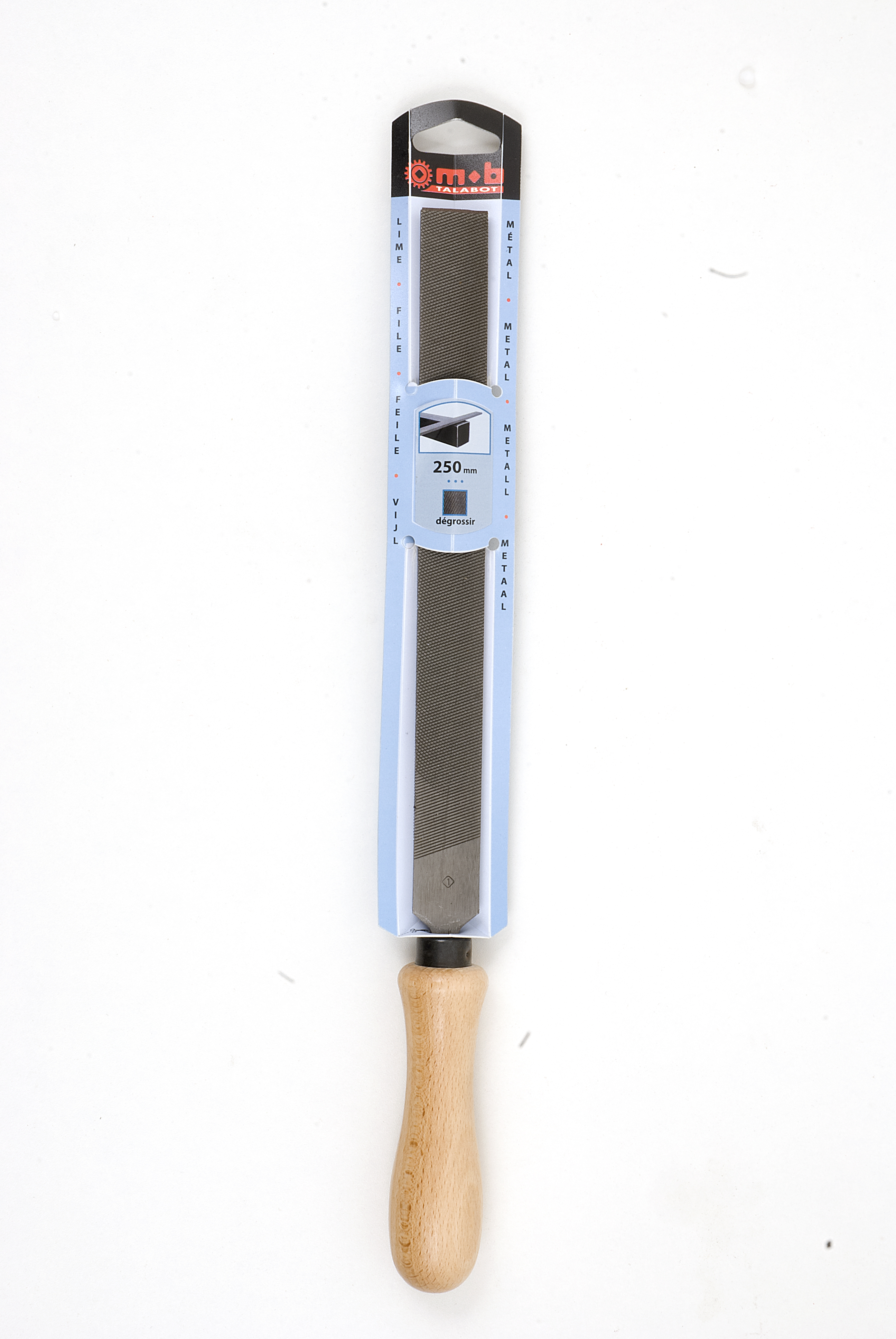 FLAT HAND FILE WOODEN HANDLE ON CARD