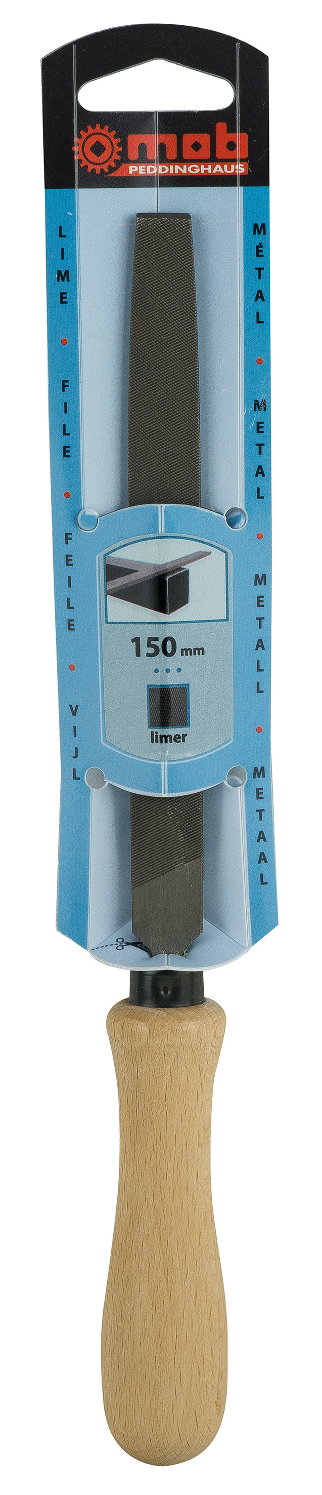 WERKSTATTFEILE - FLACHSPITZ - MIT HOLZHEFT - AUF BLISTER