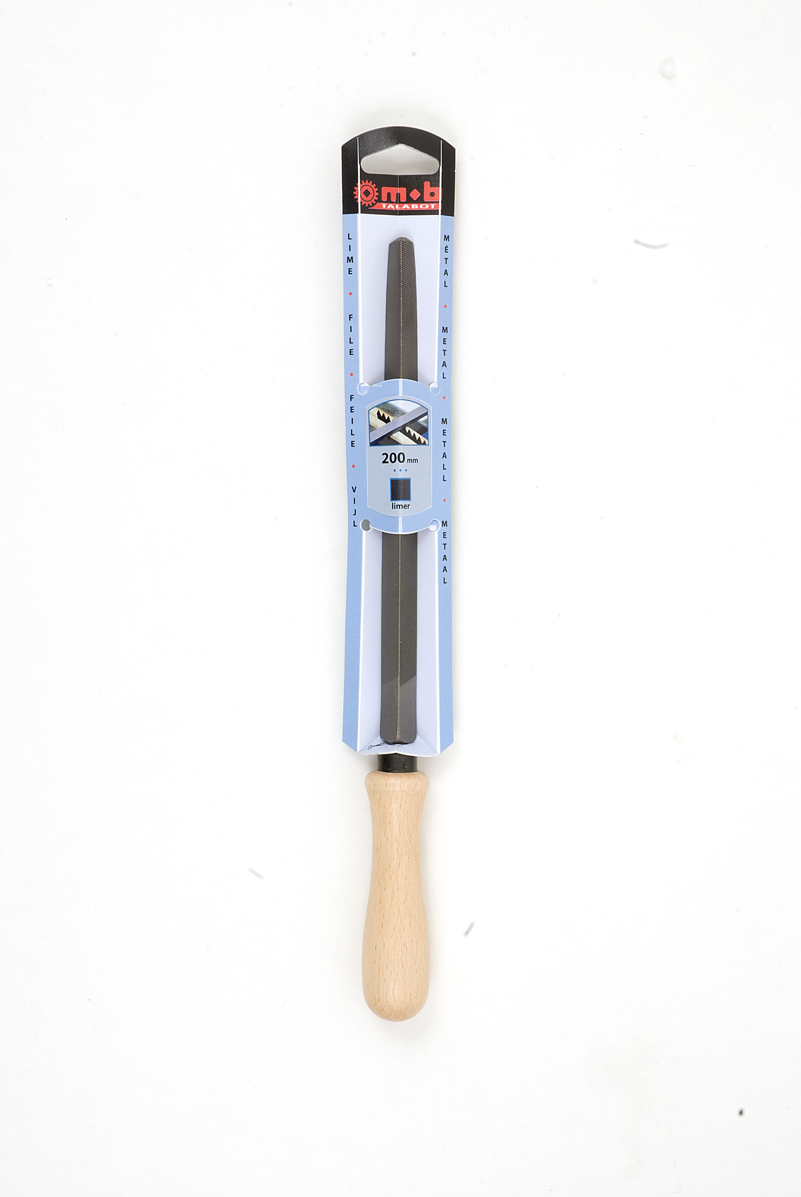 TRIANGULAR FILE WOODEN HANDLE ON CARD