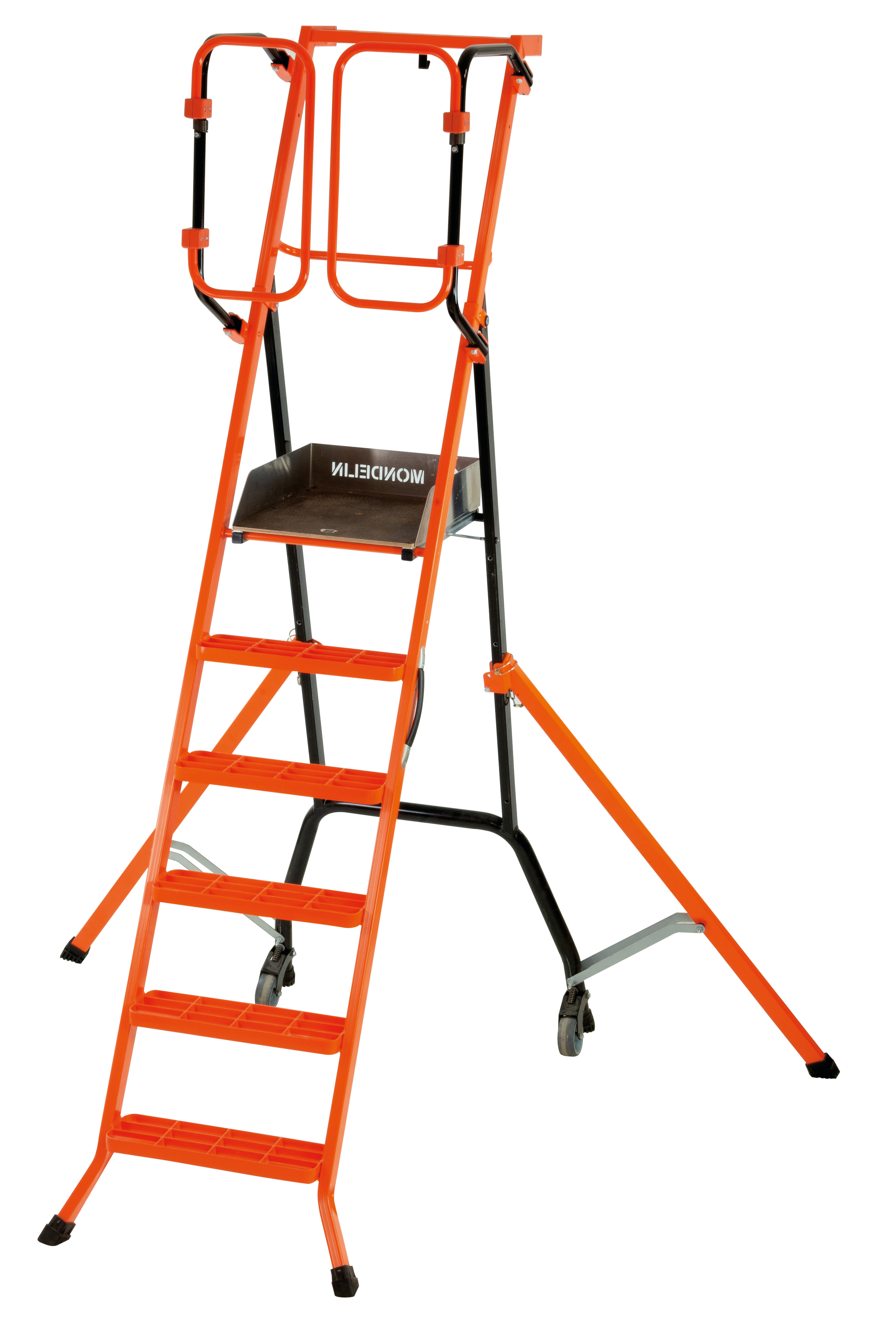 GESICHERTE TRITTLEITER GARDIA MIT FEDERGELÄNDER - 140cm