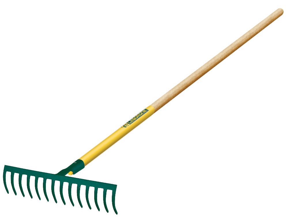 Rake 16 curved tines, 100% PEFC certified wooden 150 cm handle