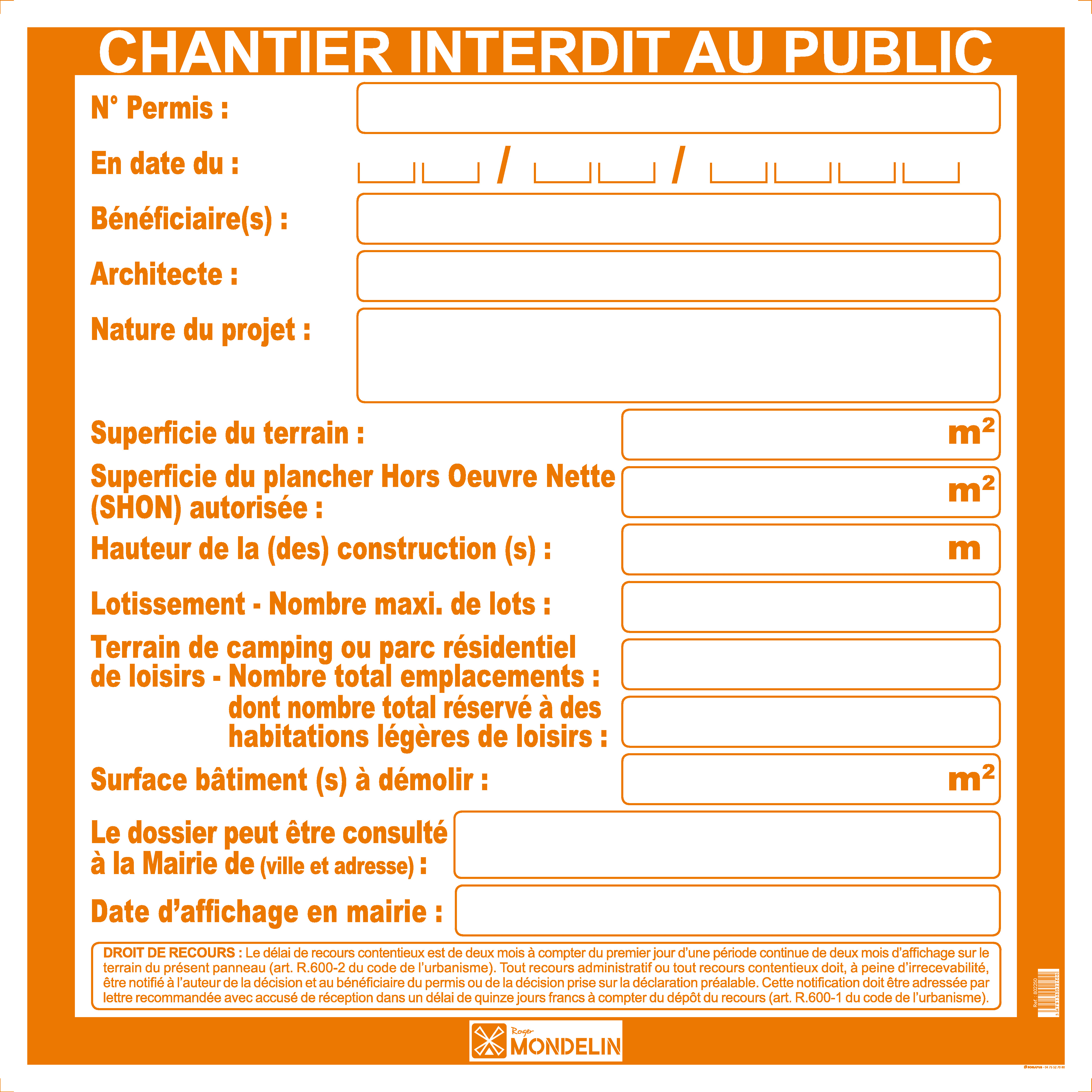 PANNEAUX “PERMIS DE CONSTRUIRE”