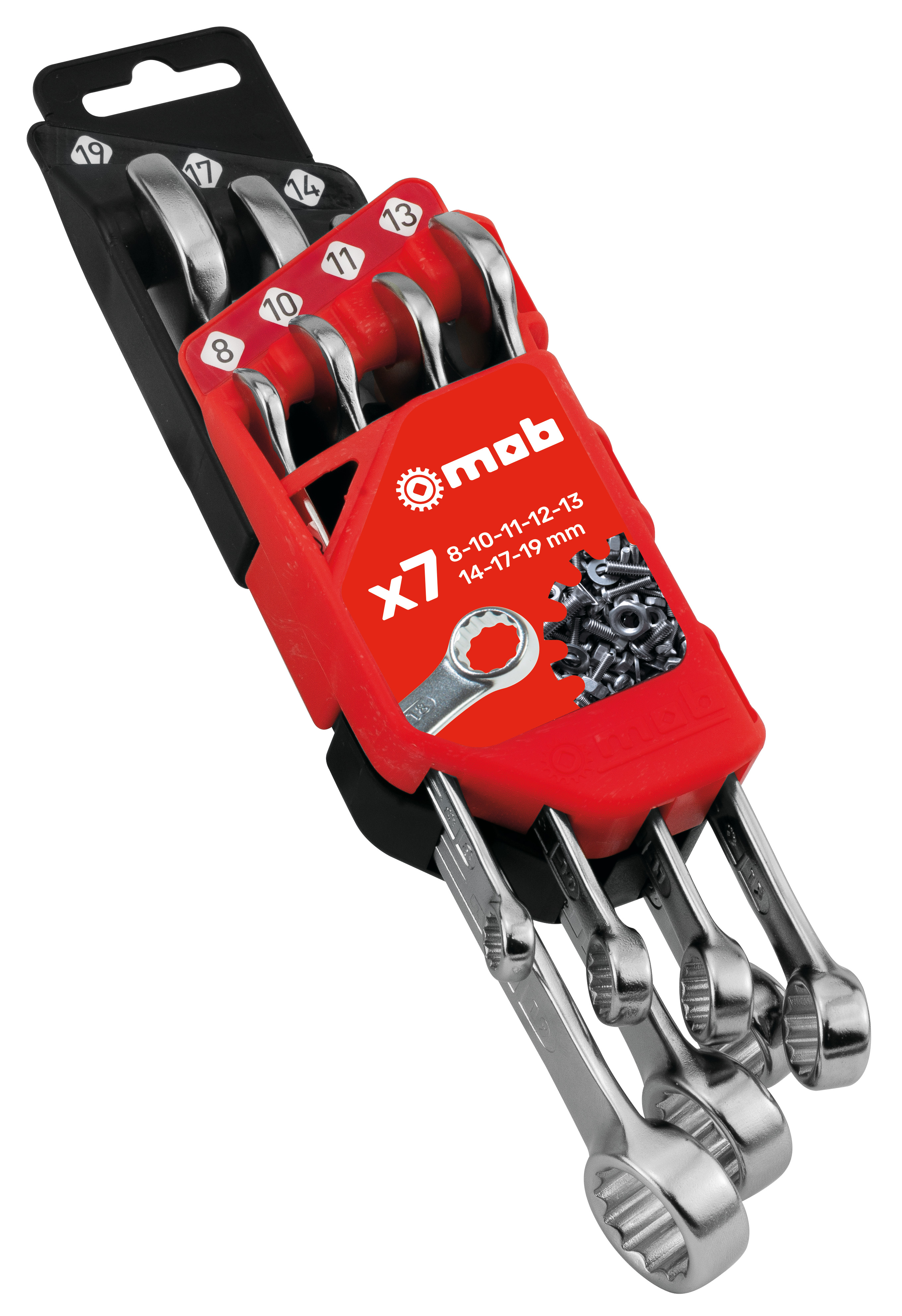 RINGMAULSCHLÜSSELSATZ IN KUNSTSTOFFHALTER, 7-TEILIG