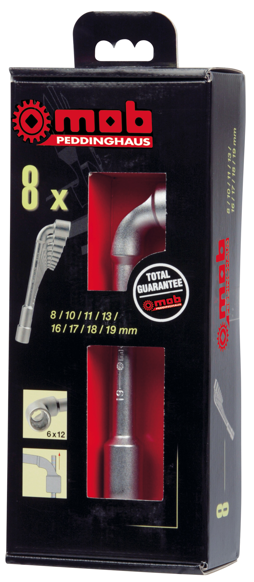 PFEIFENKOPF-SCHLÜSSELSATZ 6X12-KANT IN DISPLAYKARTON