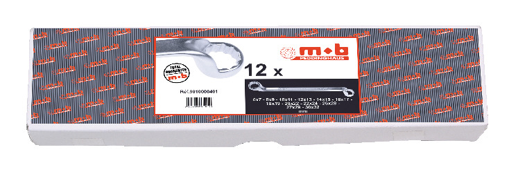 DOPPELRINGSCHLÜSSELSATZ, GEKRÖPFT, IN BOX